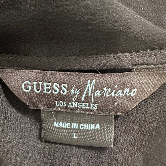 GUESS for MARCIANO Black Silk Satin & Lace Dress, Bewitching, Alluring, Large - Picture 12 of 14